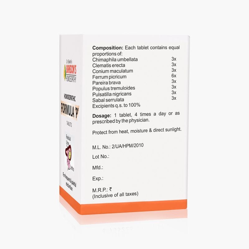 BAKSON HOMOEOPATHIC FORMULA ‘P’ TABLETS