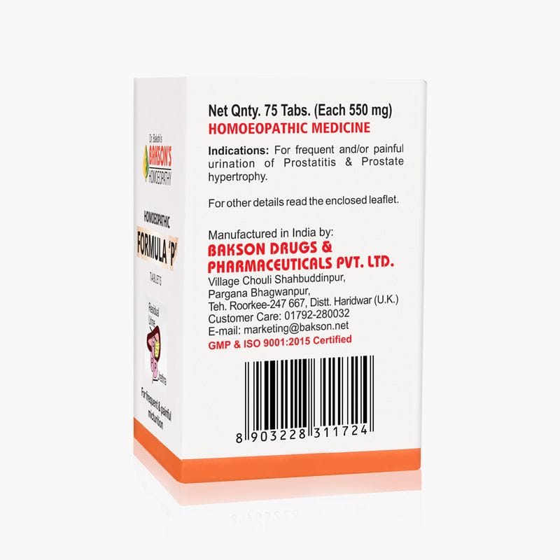BAKSON HOMOEOPATHIC FORMULA ‘P’ TABLETS