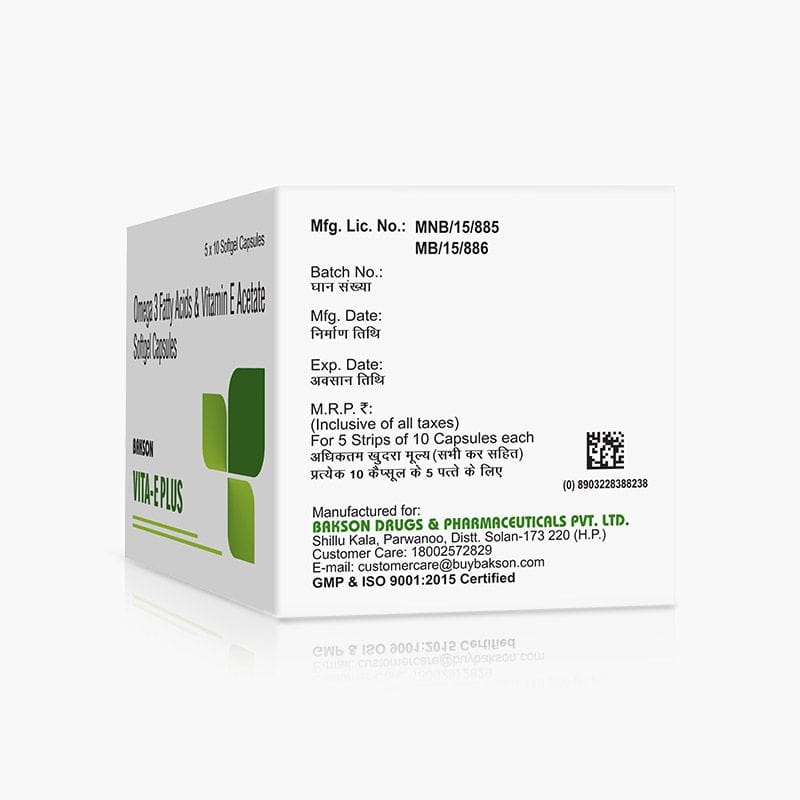 BAKSON VITA-E PLUS (Omega 3 Fatty Acids & Vitamin E Acetate Softgel Capsules)